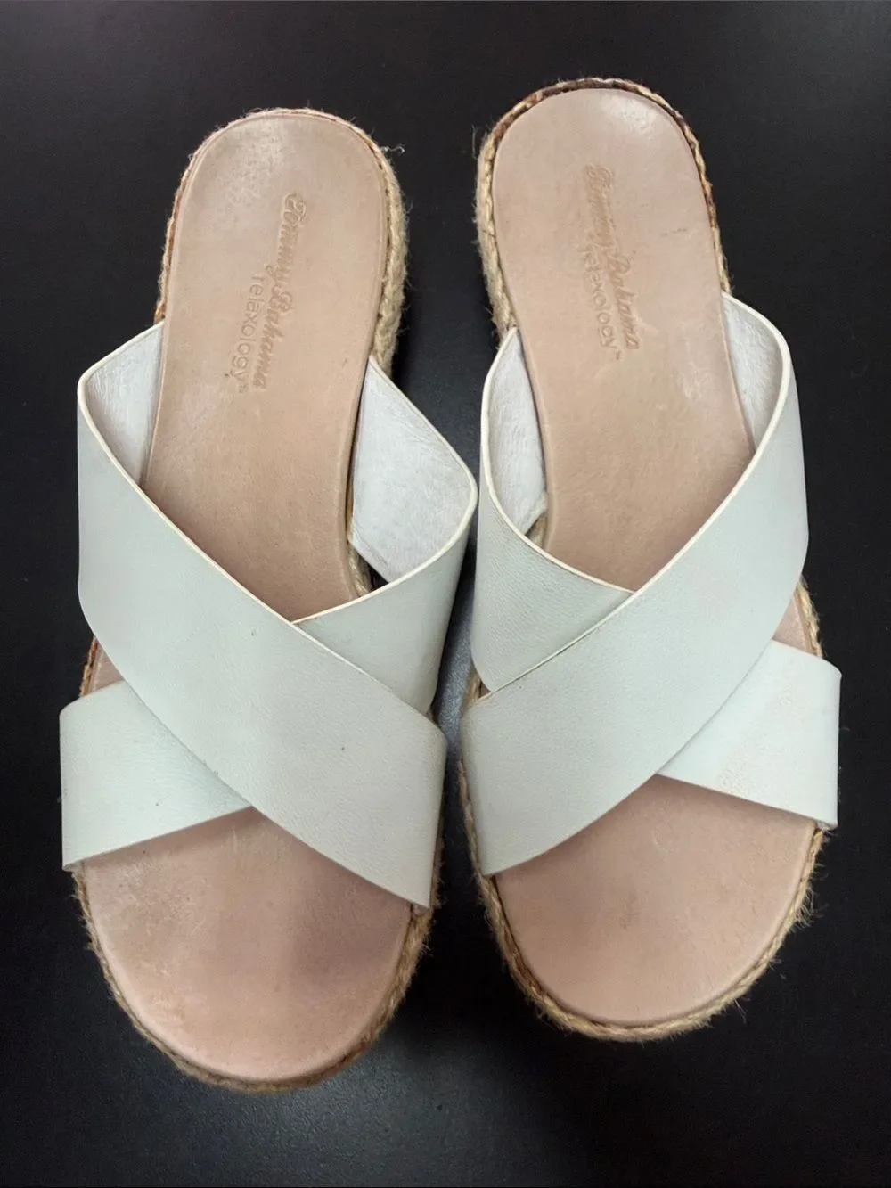 Tommy Bahama Cream Crisscross Espadrille Slide Sandals
